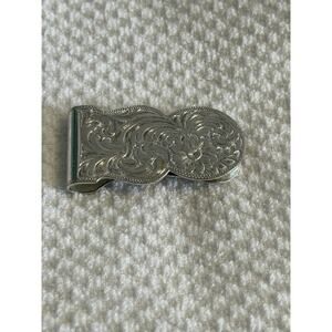 Vintage Montana Silversmiths Floral Silver Money Clip Western Cowboy